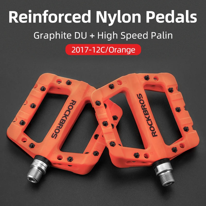 ROCKBROS Bicycle Pedal Road BMX Mountain Bike Flat Pedals Nylon Multi-Colors MTB Cycling Sports Ultralight Accessories 355g