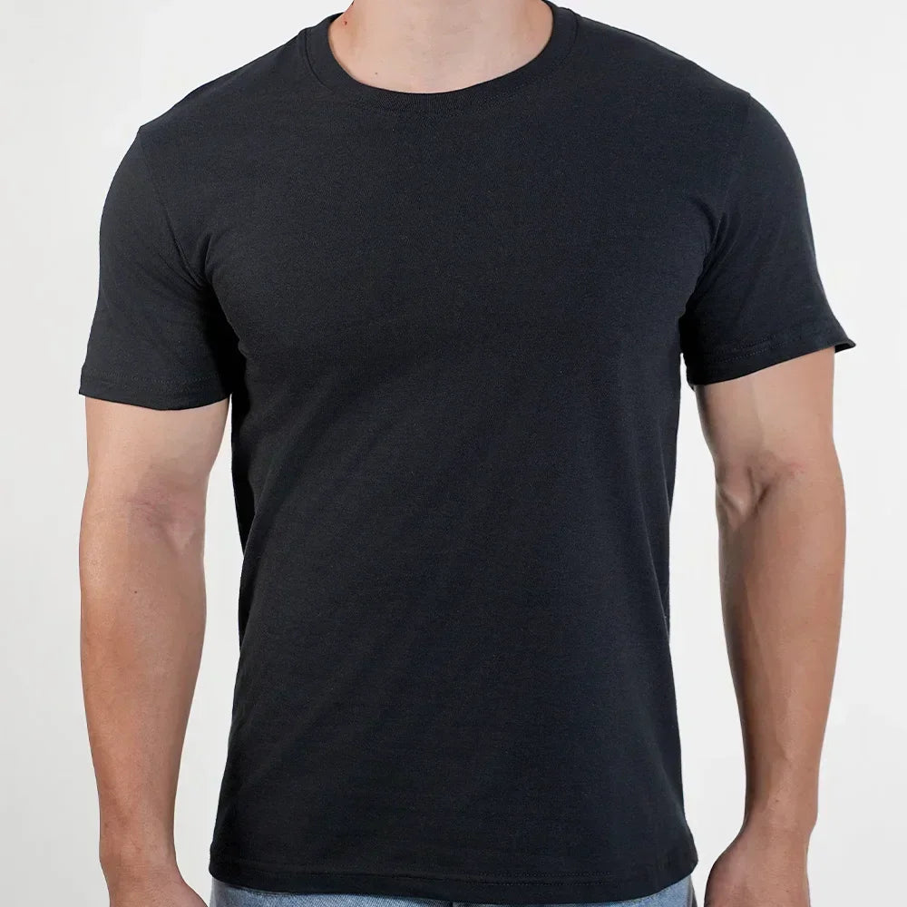 Men T-shirt High Qualtity Cotton Short Sleeved T Shirts O Neck Solid Color Tee Black White Breathable Clothing Tops