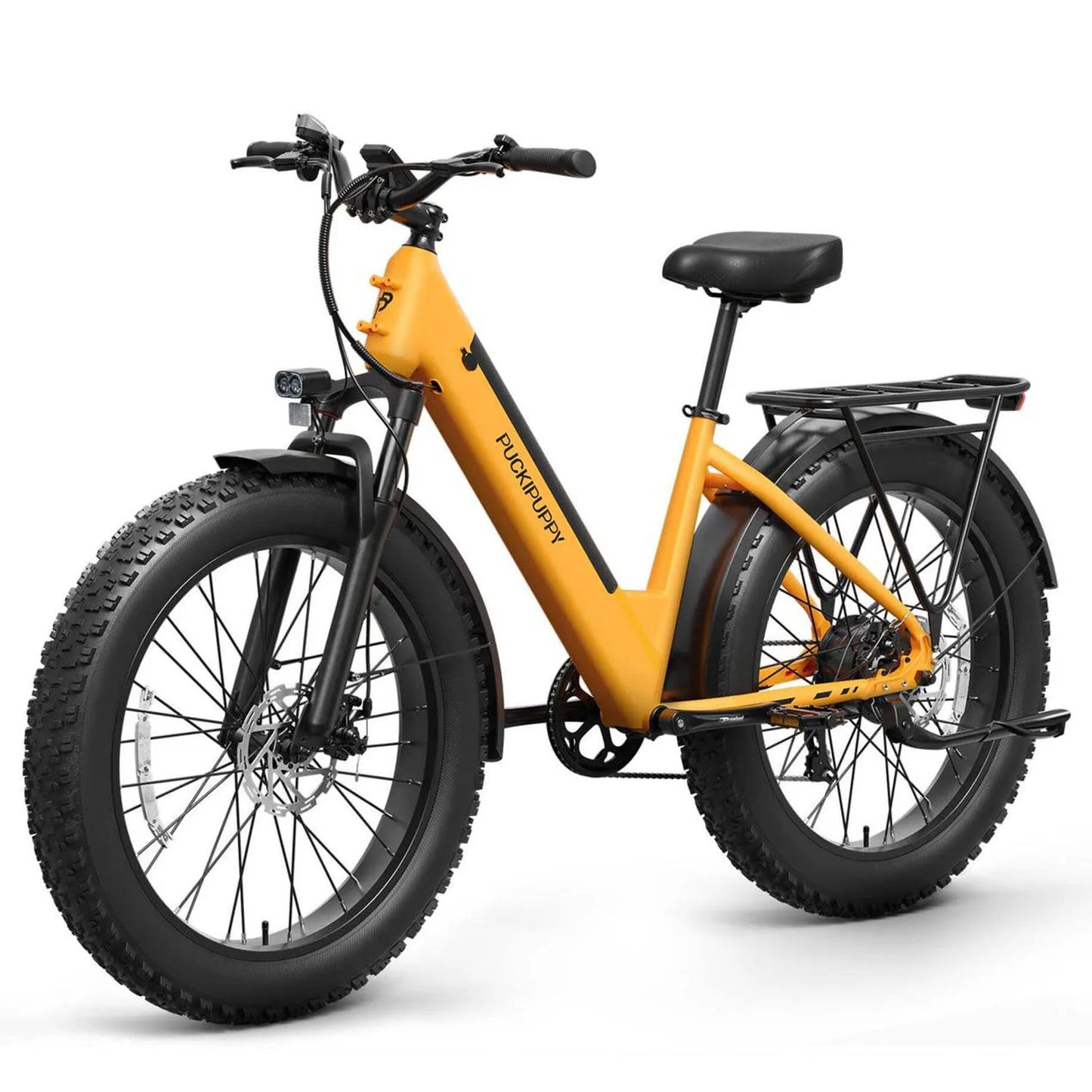 PUCKIPUPPY Samoyed Electric Bike for Adults 960W Peak 28MPH Commuter E-Bike 7 Speed All Terrain 26" Fat Tire Electric Bicycle