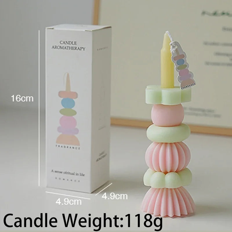 Stackable Geometry Scented Candle Aromath Soy Wax Candles for Wedding Birthday Candles Party Home Decoration Souvenirs Gifts