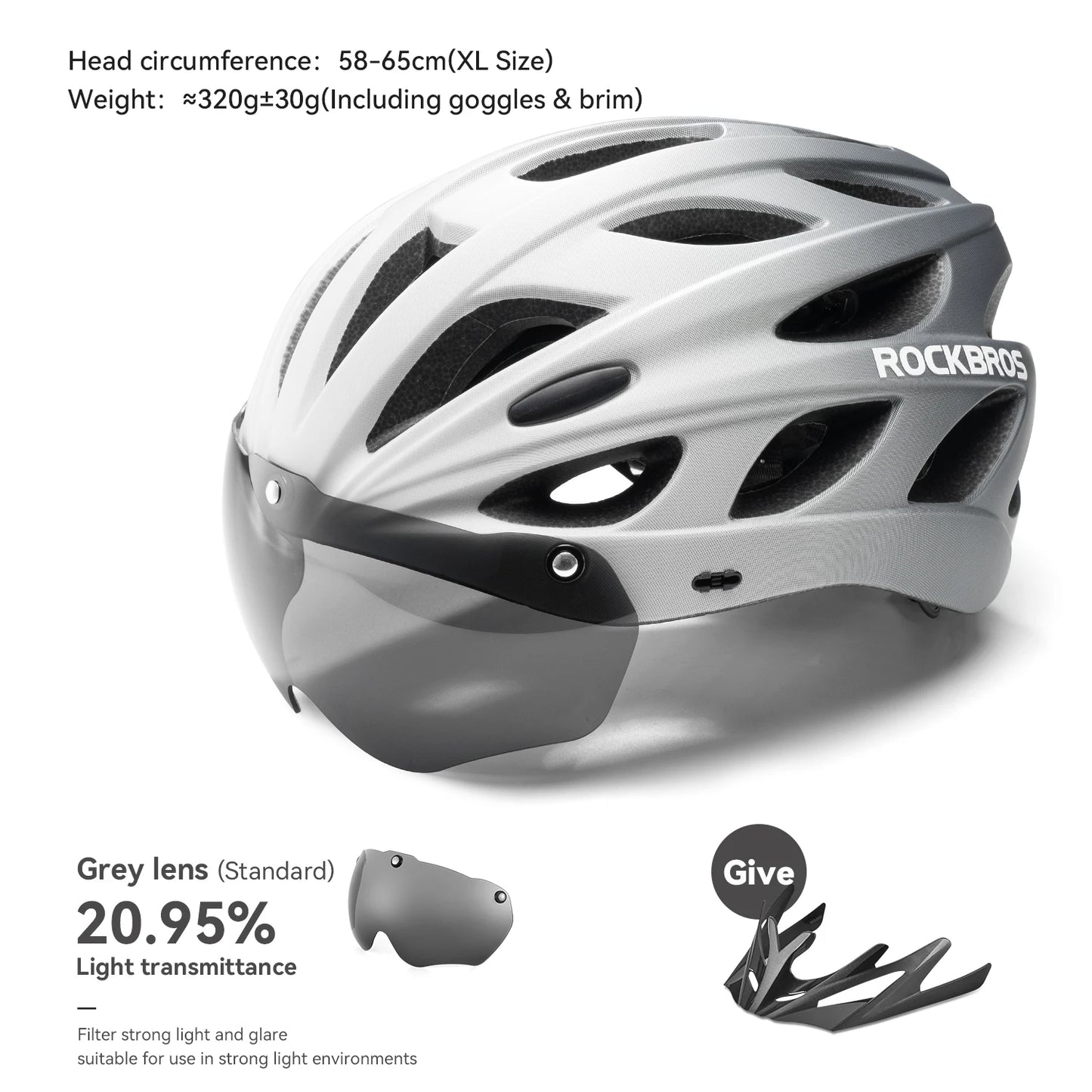 ROCKBROS Cycling Helmet Lightweight Integrated Helmet Head Protection Safety Helmet With Goggles Men Women MTB Road Bike Helmet