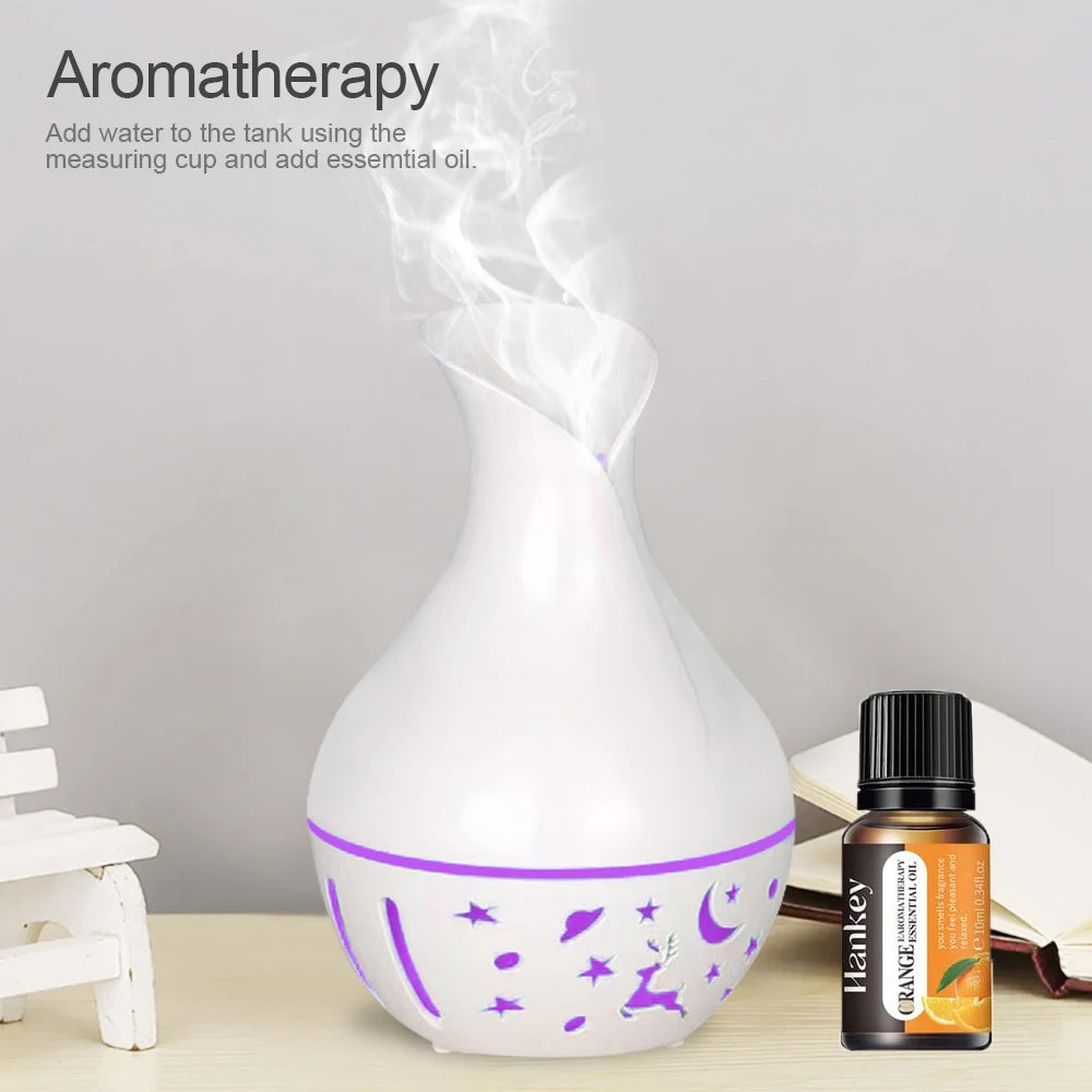 Mini Ultrasonic Aroma Diffuser LED Night Light Electric Essential Oil Diffuser aromatherapy HOME,Includes two bottles of essenti