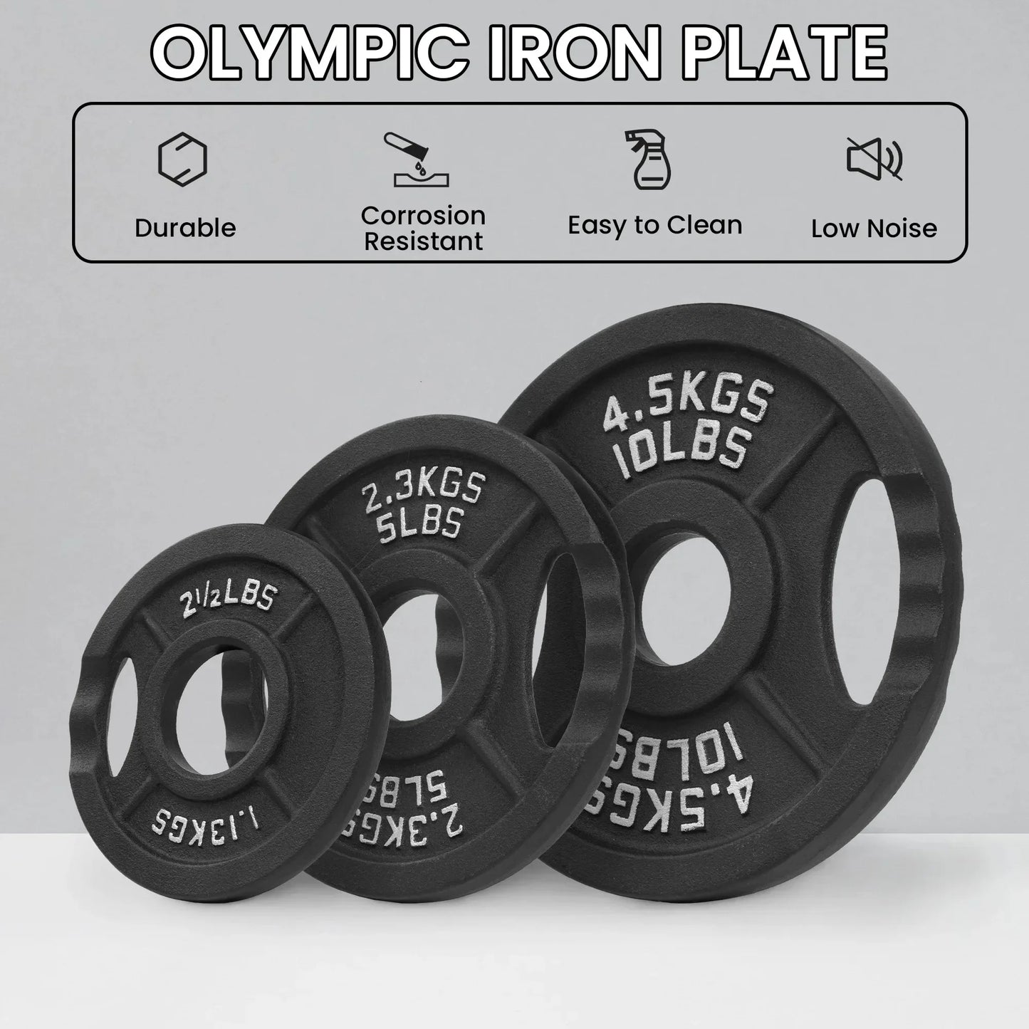 Durable Cast Iron Weight Training Plates, 2" 35 lb Set