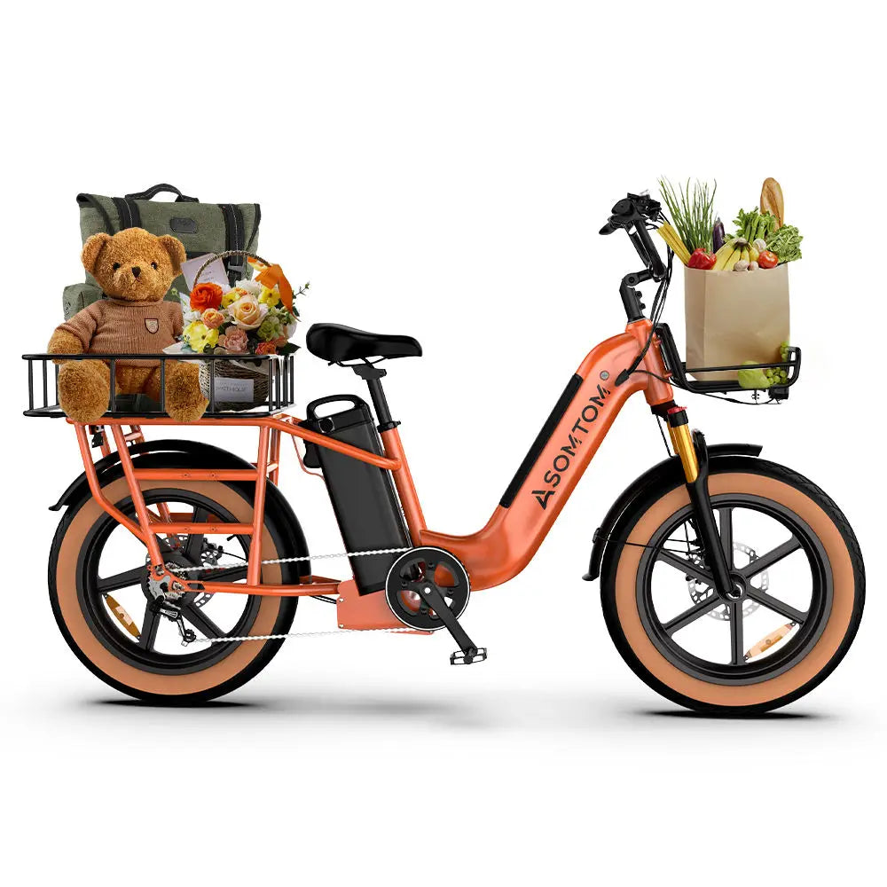 US STOCK Electric Bicycle 48V 30AH 750W Rear Hub Motor, 7-speed Double Lithium Battery, Cargo Electric Vehicle