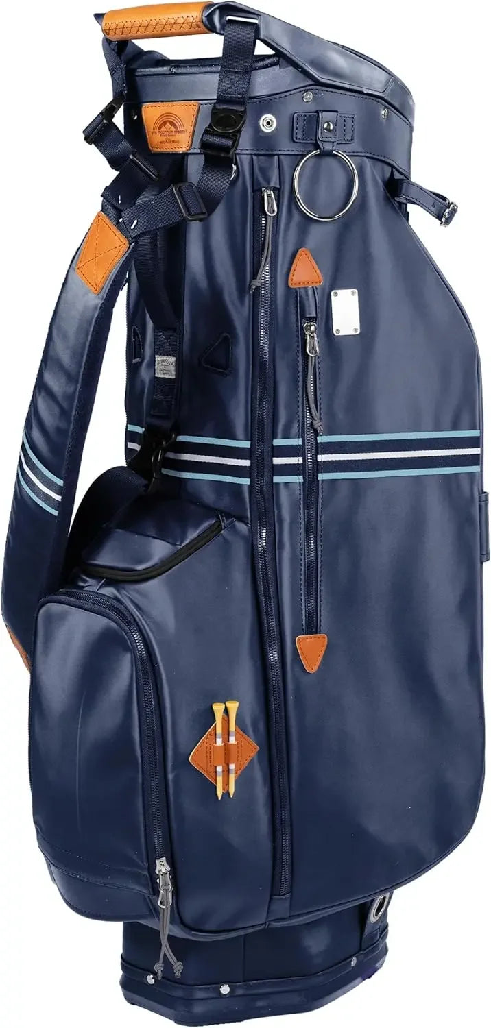 Mid-Stripe 4-Way Cart Bag - Durable and Comfortable Golf Cart Bag with Eight Pockets for Storage - Features a Chrome Customized