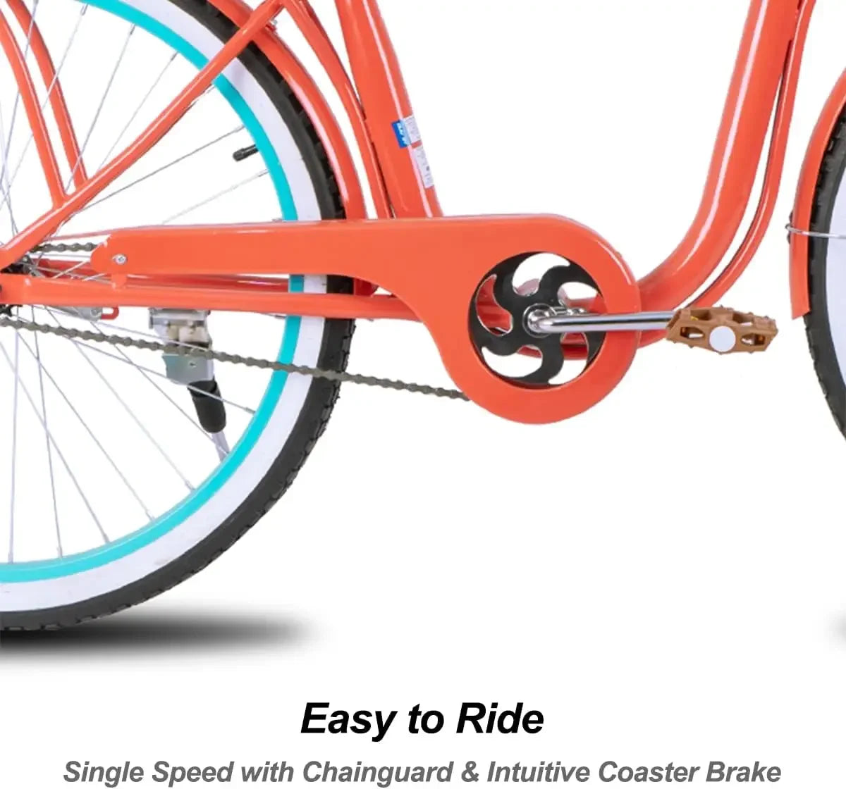 26 Inch Beach Cruiser Bike for Women, Men and Adult, Single Speed Commuter Bicycle with Basket and Rear Cargo