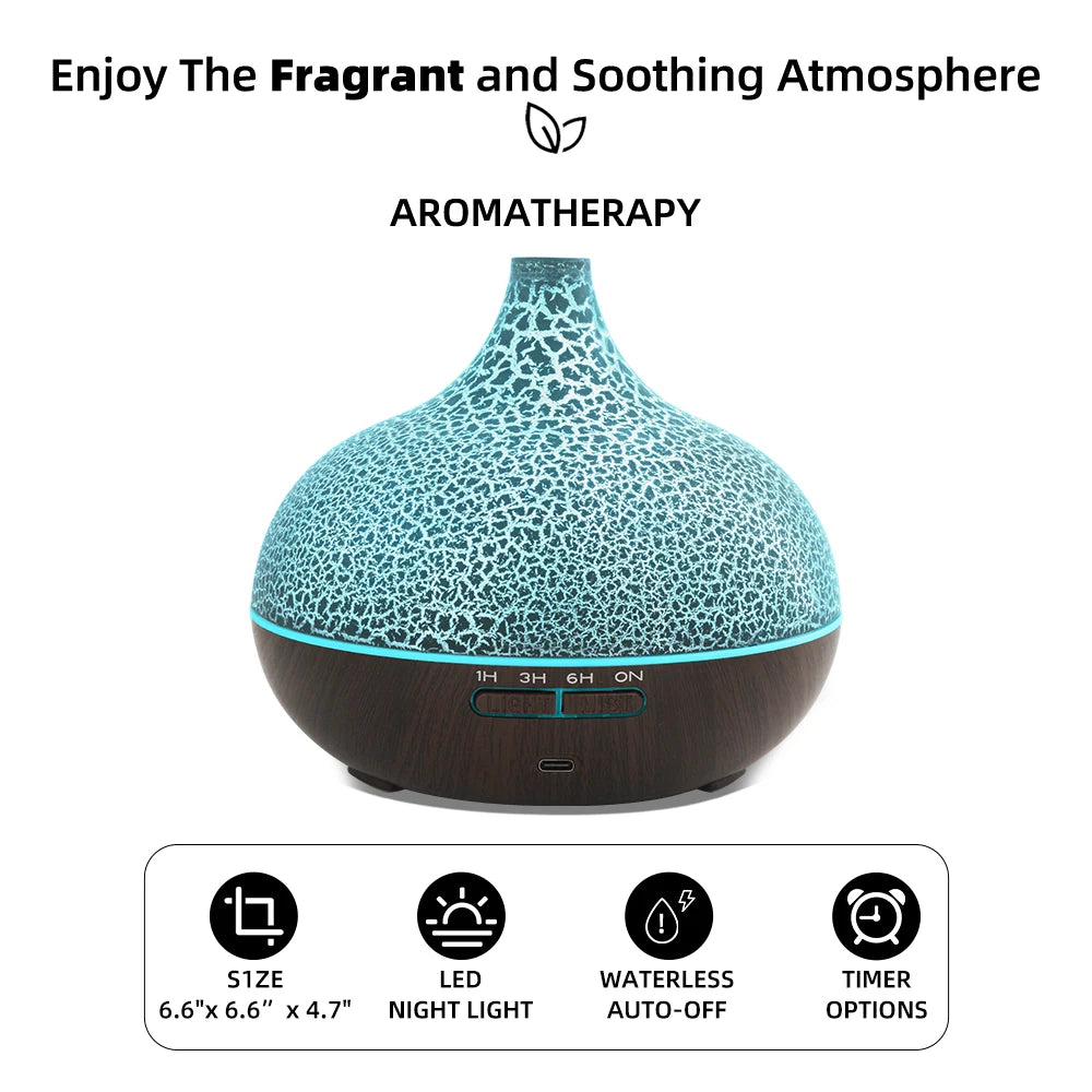 550ml Aromatherapy Diffuser Crack Design, Auto Shut Off, Ultra Quiet for Home & Sleep