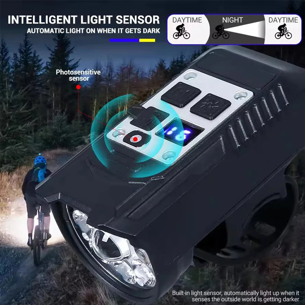 9LED Bike Light Type-C Rechargeable Bicycle Front Lights Intelligent Sensor MTB Flashlight Bike Headlight for Cycling Front Lamp