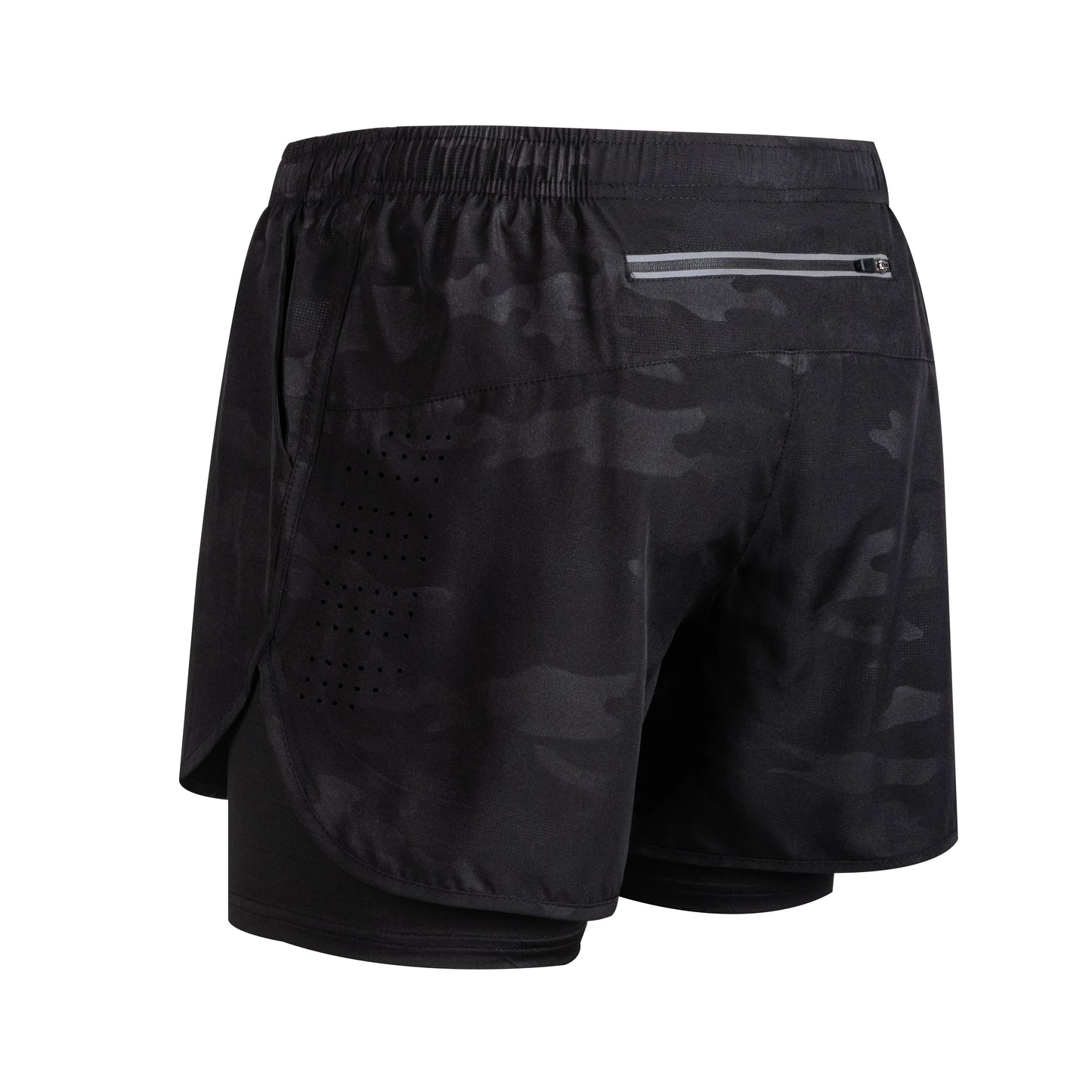 Men's Running Shorts Quick-drying Fitness Black Double Layer Shorts Men New Sport Workout Training Bodybuilding Short Pants