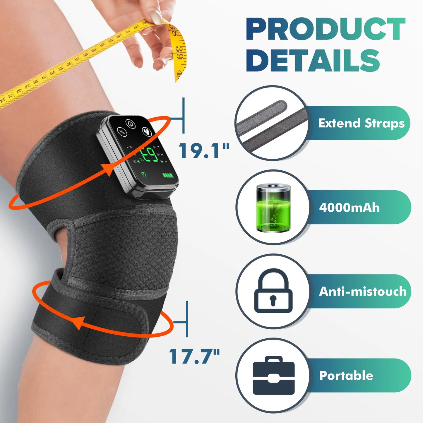 Knee Heating Massager Joint Physiotherapy Hot Compress Vibration Massage Elbow Shoulder Support Thermal Knee Pad Relieve Arthritis