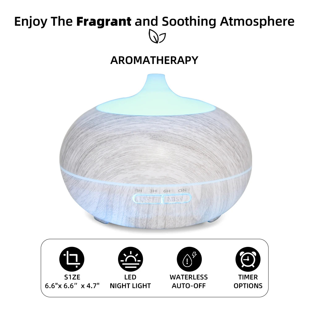 Relaxing Aromatherapy Diffuser for Home & Office 550ml, Remote Control, 6 Oils, 7 LED Colors