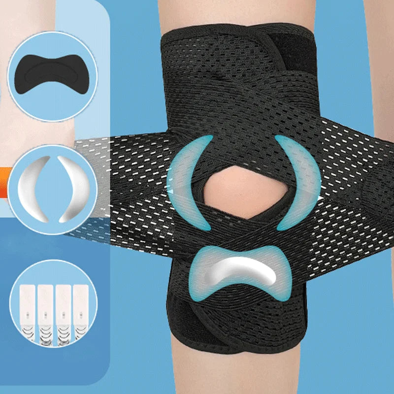 1PC Sports Knee pads Pressurized Elastic 3 Layer Silicone Pads Arthritis Joints Protector Fitness Gear Volleyball run knee Brace