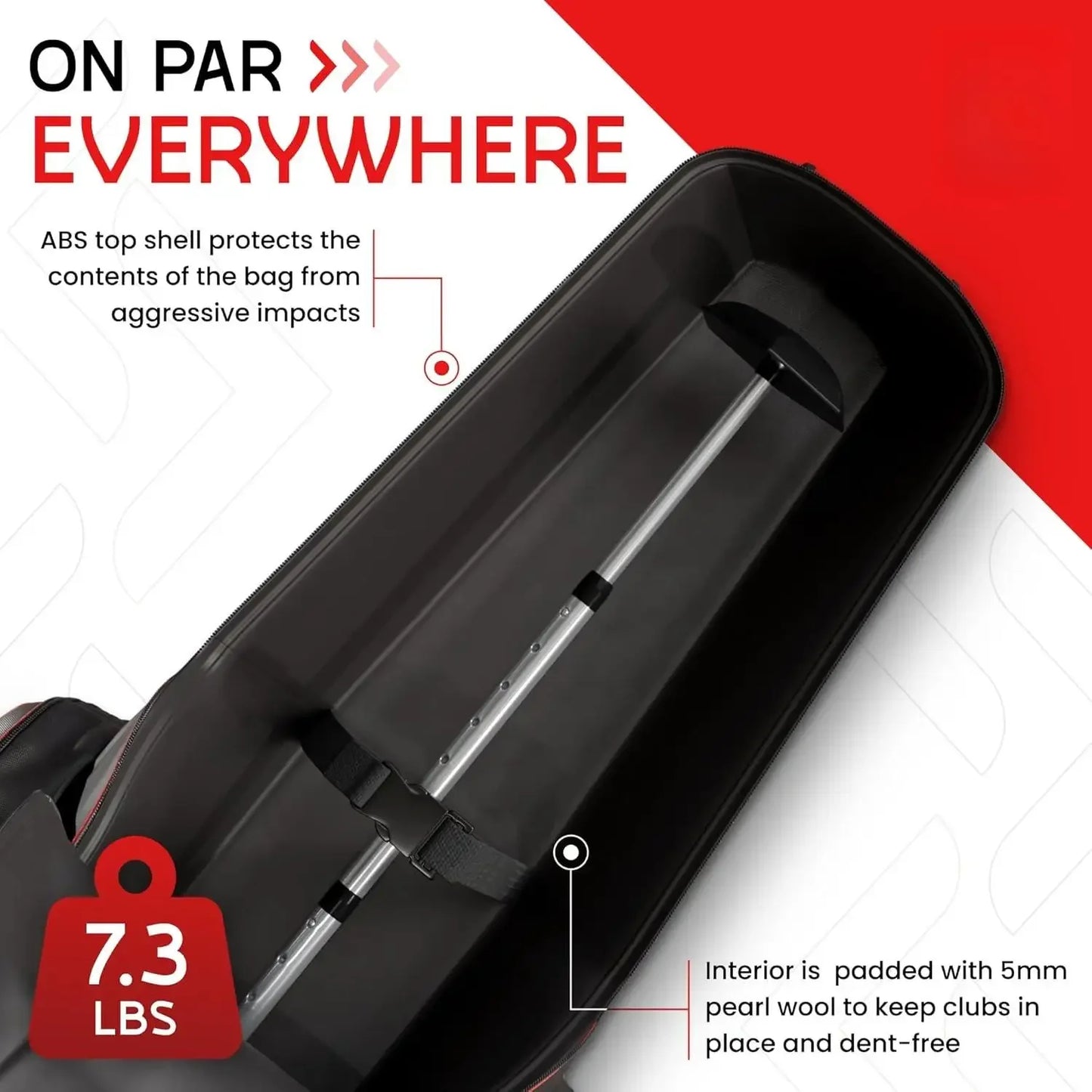 Travel Bag with Wheels – Durable Club Case w/ABS Top Shell, TSA Padlock, Interior Cushion & Support Rod – Bag for Men,