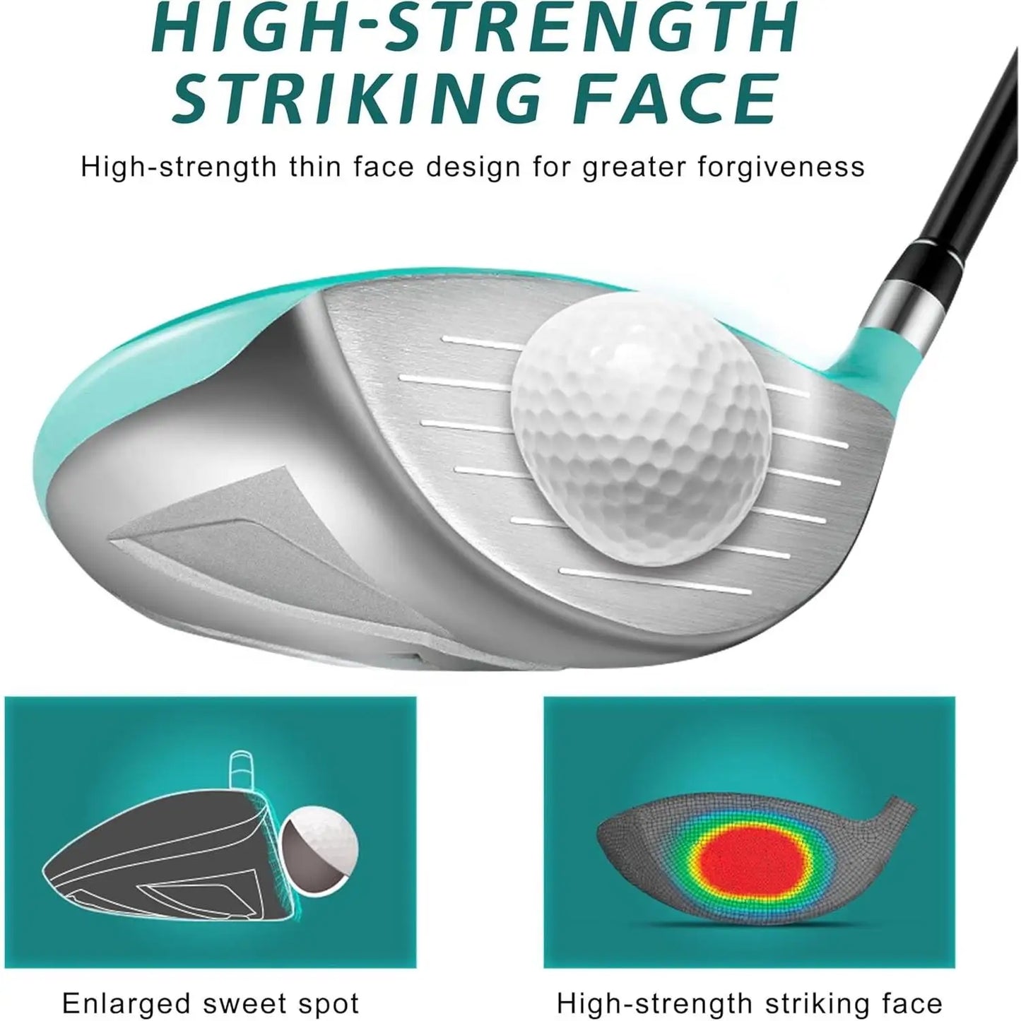 Women's Oversea 9/12 Pieces Complete Golf Club Set with High-Strength Thin Face Design 460cc Driver
