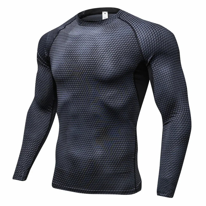 Men's Fitness Running Training Long-Sleeved Shirts Tight Elastic Quick-Drying Clothes Gym T-Shirt Workout Athletic Undershirts