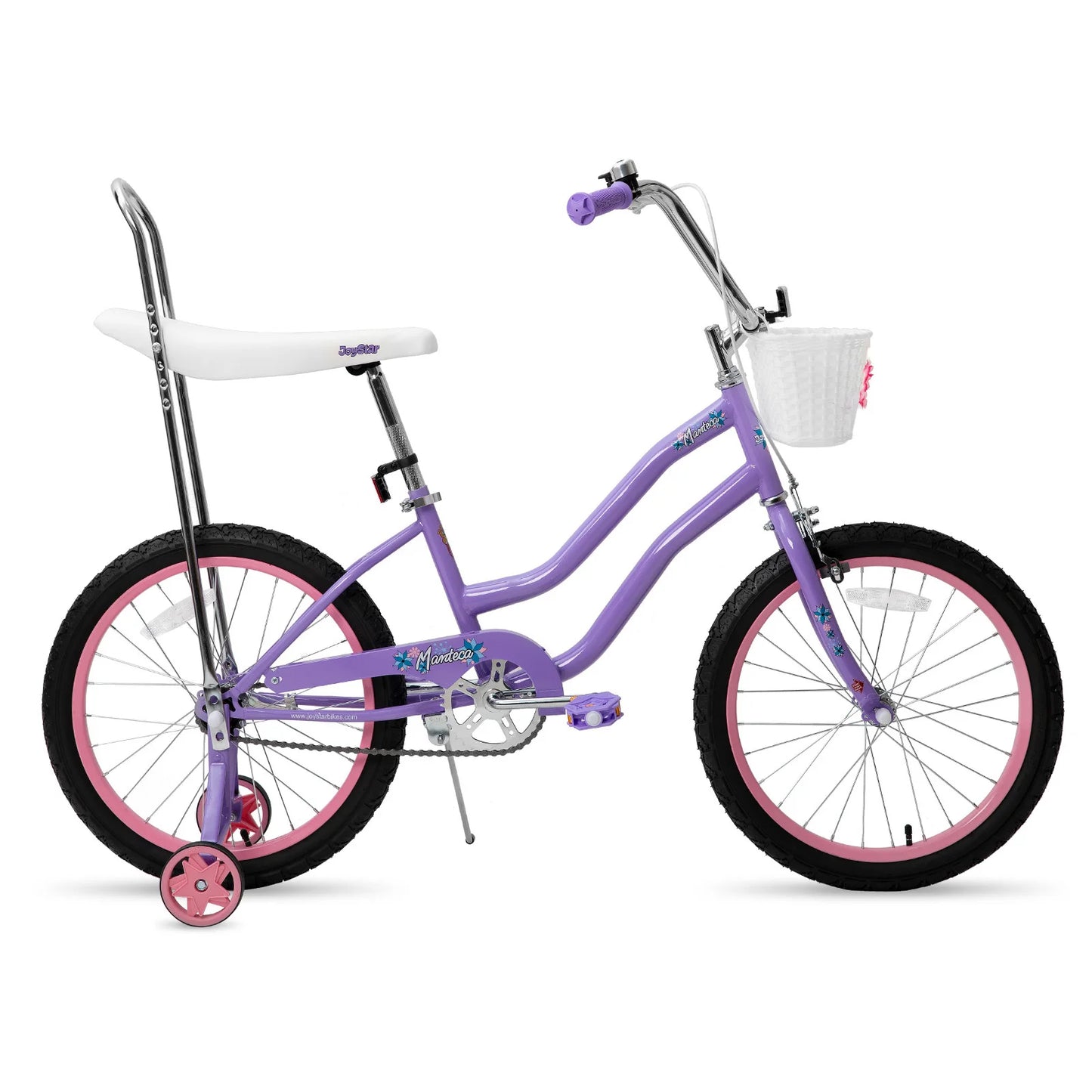 JOYSTAR 20 Inch Girls Bike with Training Wheels, Banana Seat Bike for Girls Ages 7-12 Years Old with Handbrake and Coaster Brake