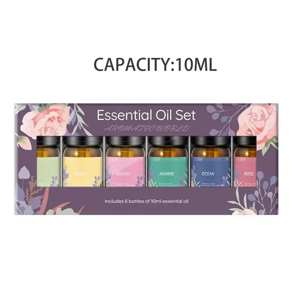 6-Piece Essential Oil Set with 6 Fragrance Options -Oils for Aromatherapy, Used For Diffuser Aroma Relax (Includes Lily,Jasmine,