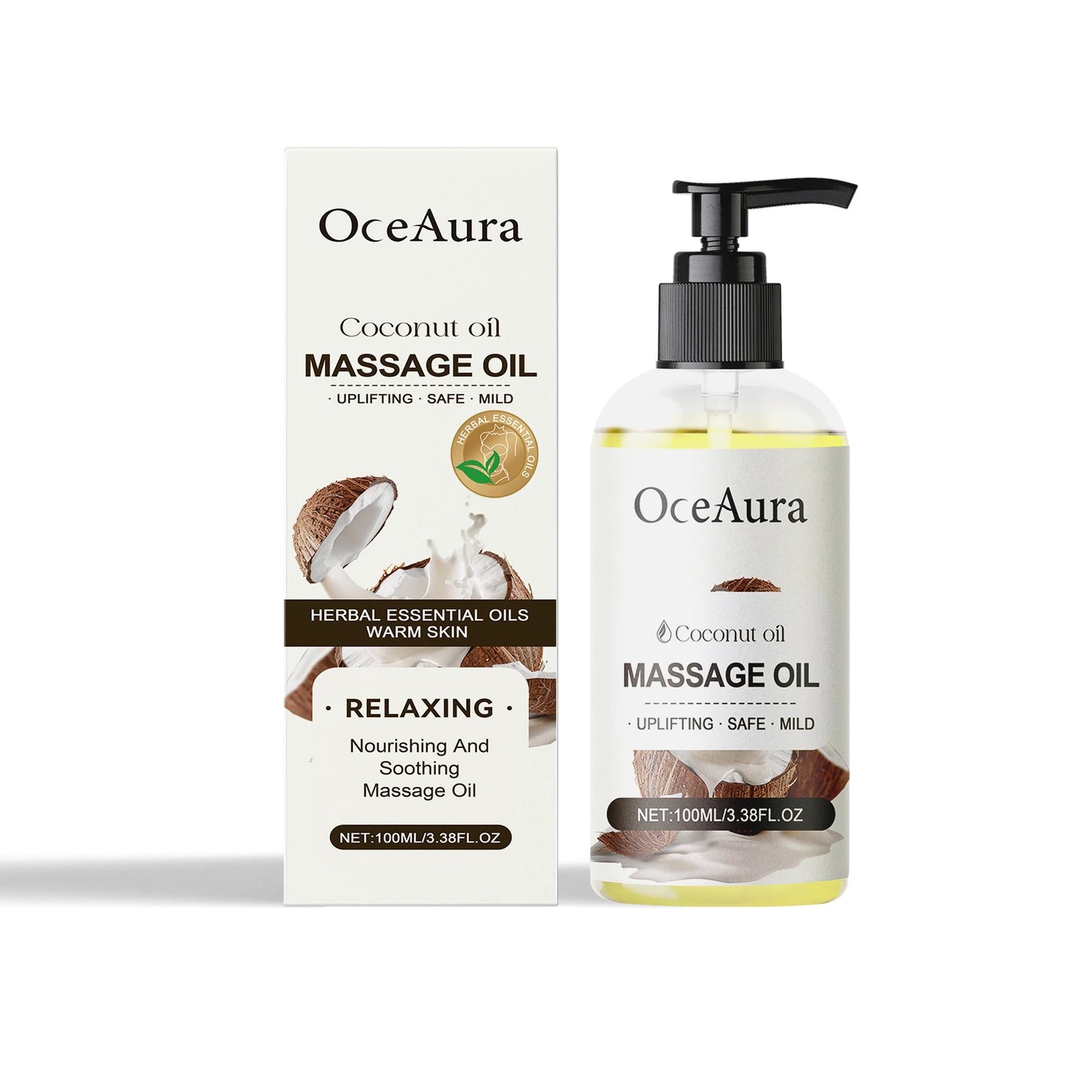 Oceaura Coconut Oil Massage Oil Relief Discomfort Soreness Moisturizing Nourishing Restore Skin Luster Non-greasy Body Care Oil
