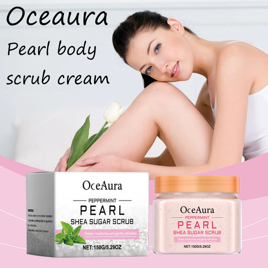 Oceaura Mint Pearl Body Scrub Cream Mild Remove Dead Skin Enhance Smoothness Moisturizing Deep Cleaning Body Exfoliating Cream