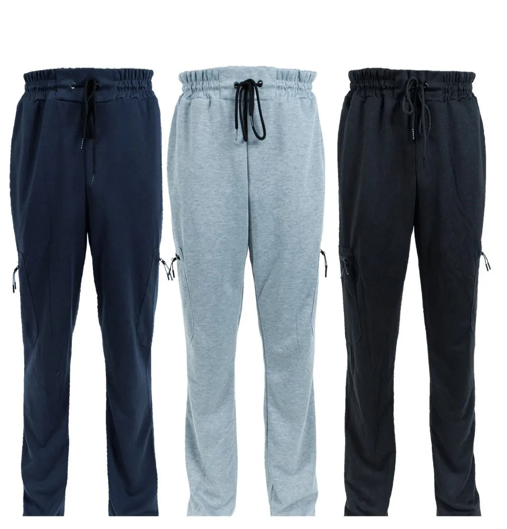 3 Pack Men's Fleece Lined Slim Fit Casual Tech Jogger Sweatpants Zipper Pockets GYM Track Pants S-3XL