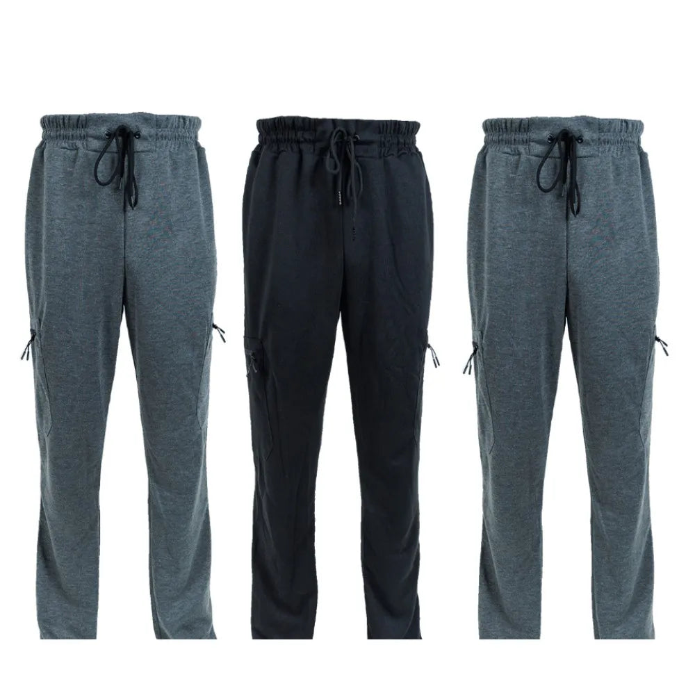 3 Pack Men's Fleece Lined Slim Fit Casual Tech Jogger Sweatpants Zipper Pockets GYM Track Pants S-3XL