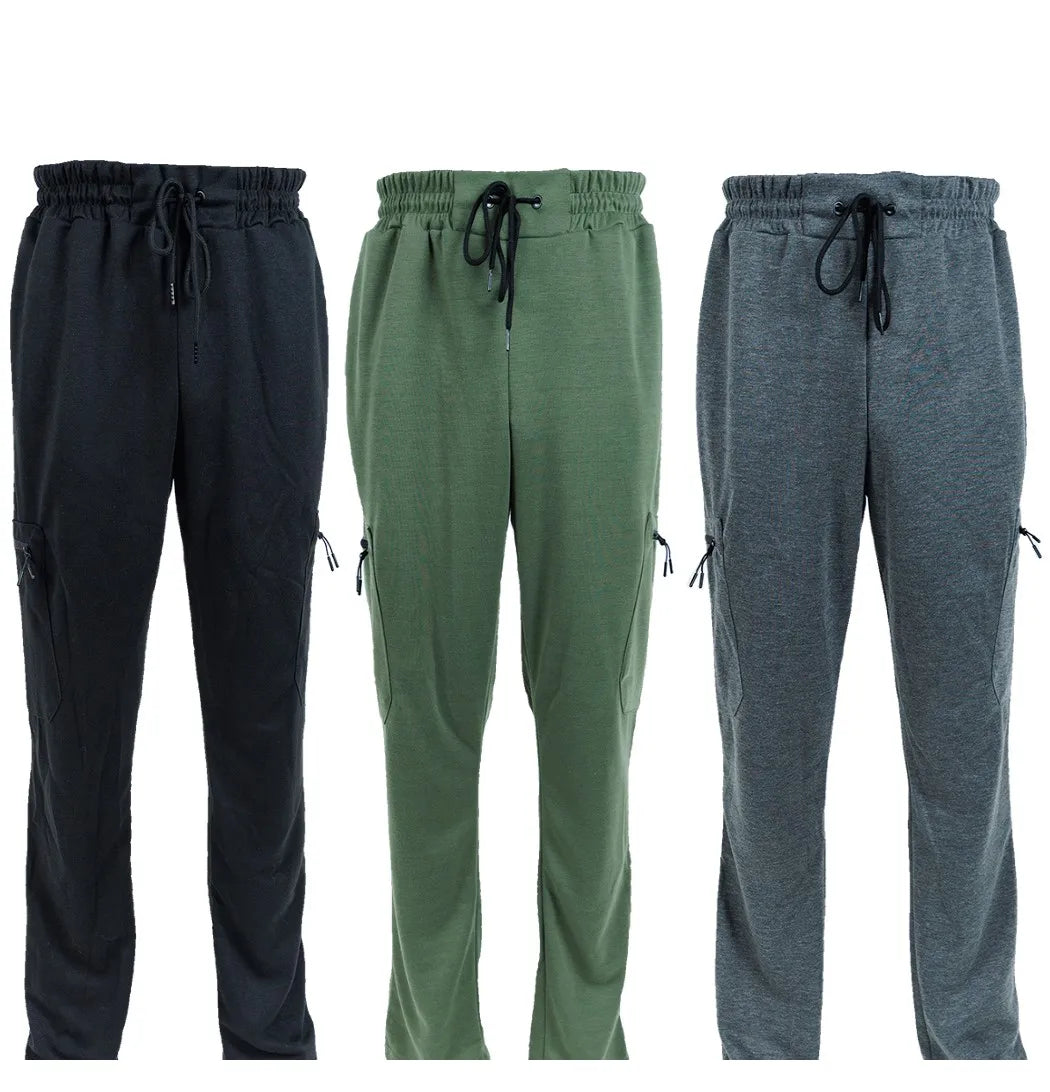 3 Pack Men's Fleece Lined Slim Fit Casual Tech Jogger Sweatpants Zipper Pockets GYM Track Pants S-3XL