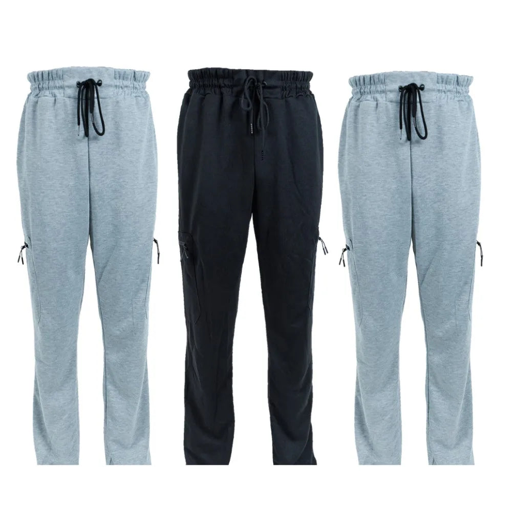 3 Pack Men's Fleece Lined Slim Fit Casual Tech Jogger Sweatpants Zipper Pockets GYM Track Pants S-3XL