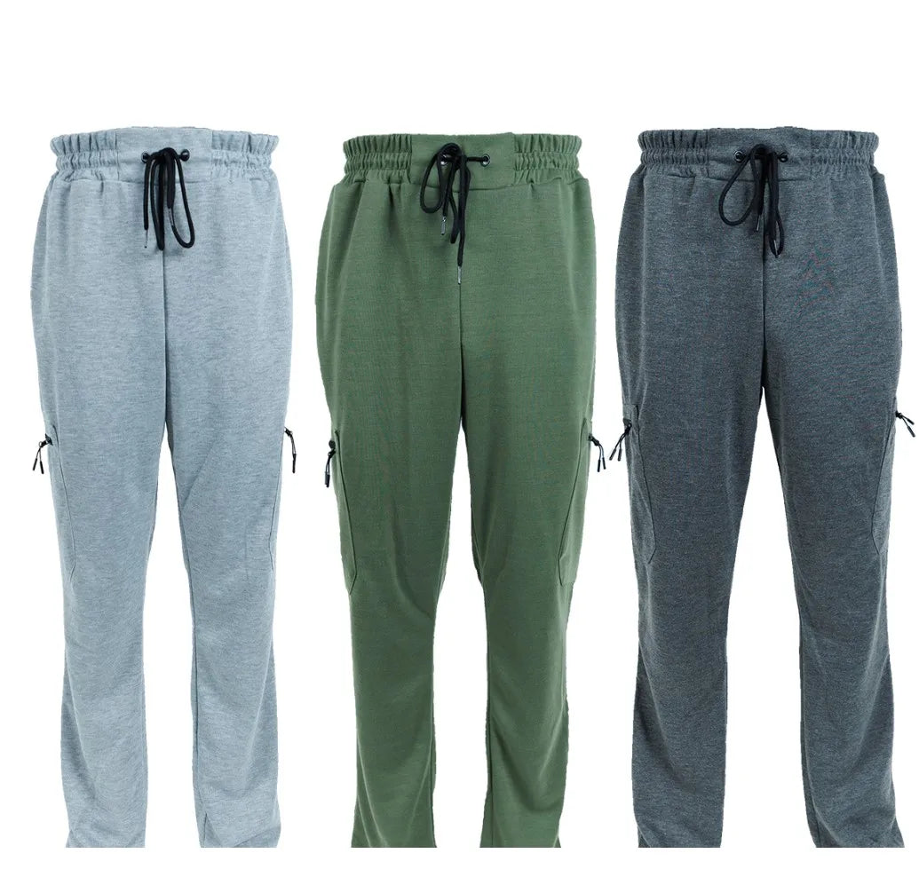 3 Pack Men's Fleece Lined Slim Fit Casual Tech Jogger Sweatpants Zipper Pockets GYM Track Pants S-3XL