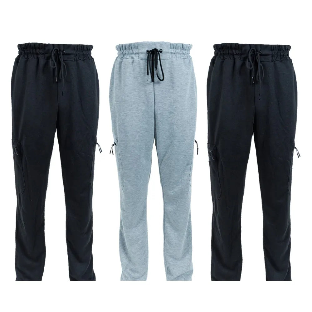 3 Pack Men's Fleece Lined Slim Fit Casual Tech Jogger Sweatpants Zipper Pockets GYM Track Pants S-3XL