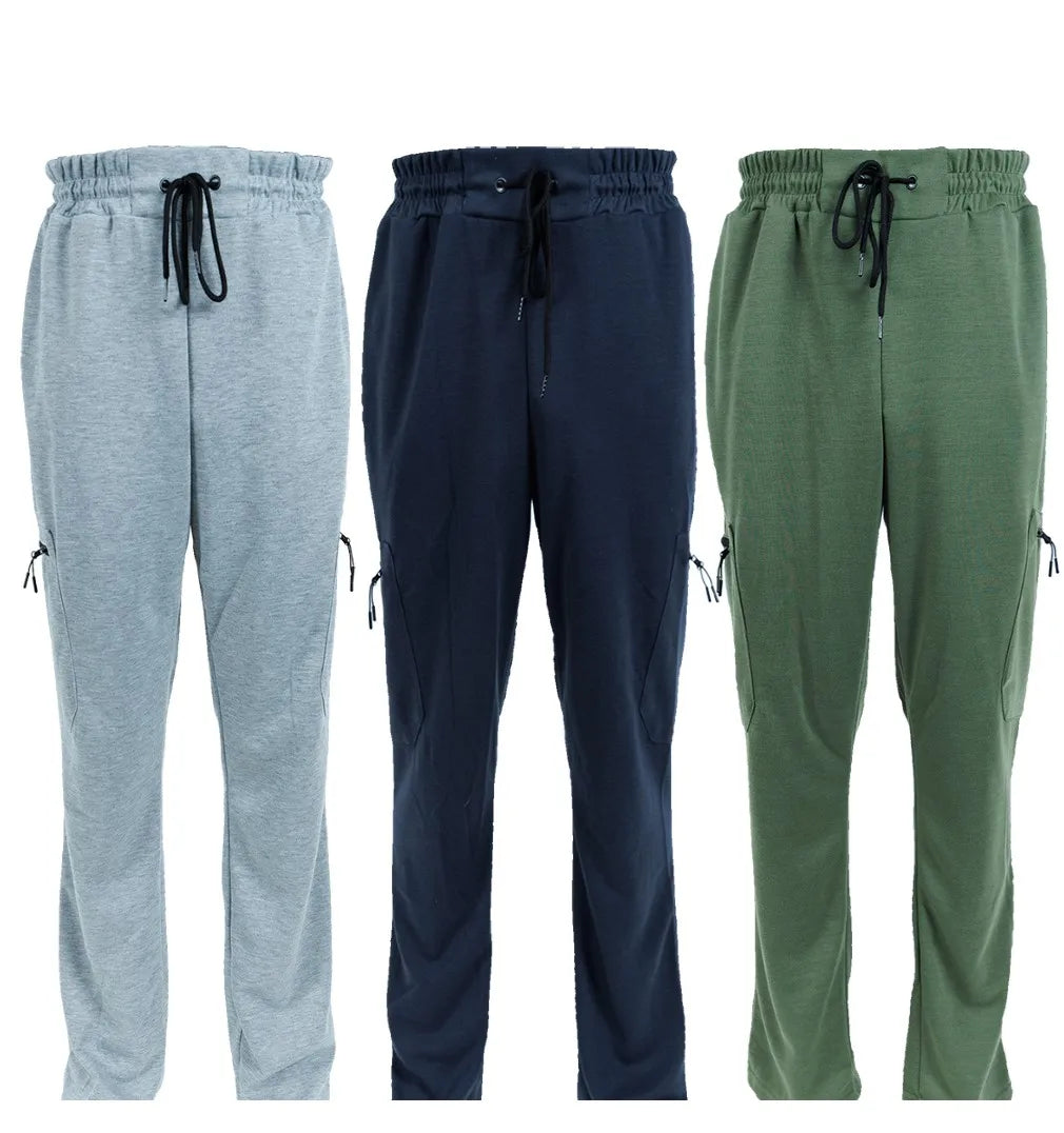 3 Pack Men's Fleece Lined Slim Fit Casual Tech Jogger Sweatpants Zipper Pockets GYM Track Pants S-3XL