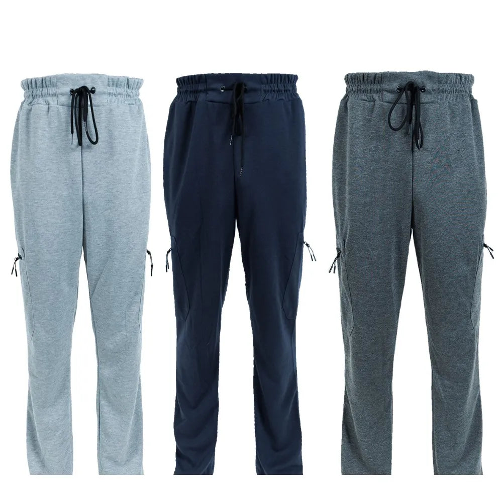 3 Pack Men's Fleece Lined Slim Fit Casual Tech Jogger Sweatpants Zipper Pockets GYM Track Pants S-3XL