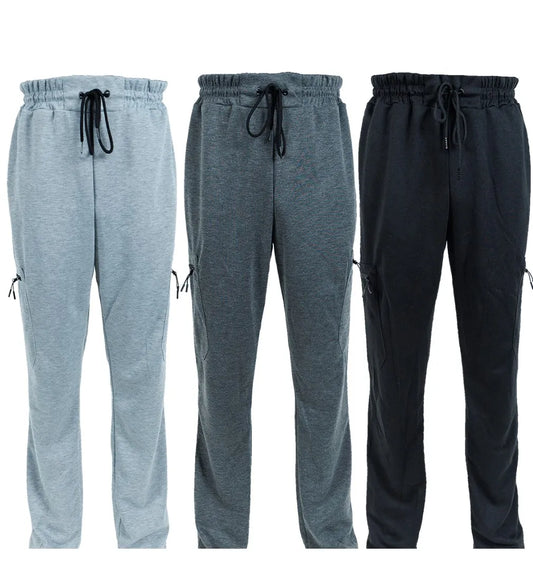 3 Pack Men's Fleece Lined Slim Fit Casual Tech Jogger Sweatpants Zipper Pockets GYM Track Pants S-3XL
