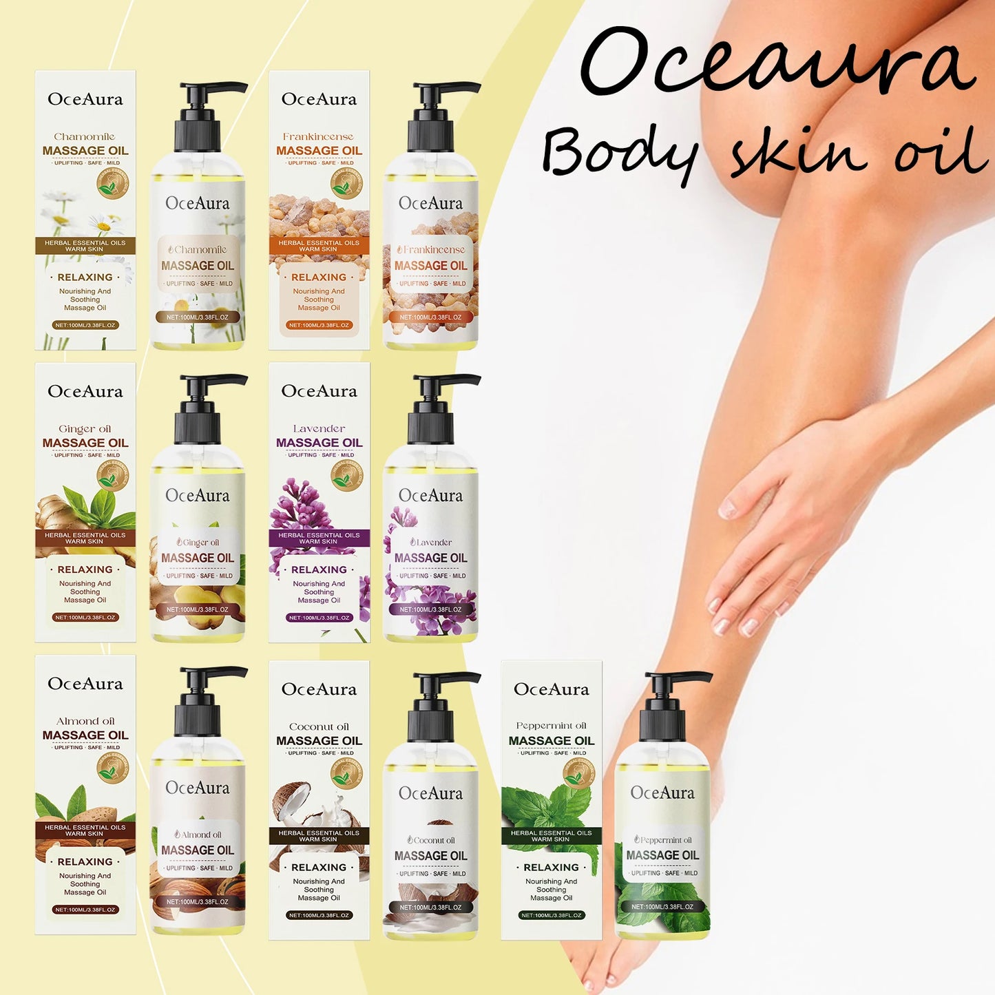 Oceaura Coconut Oil Massage Oil Relief Discomfort Soreness Moisturizing Nourishing Restore Skin Luster Non-greasy Body Care Oil