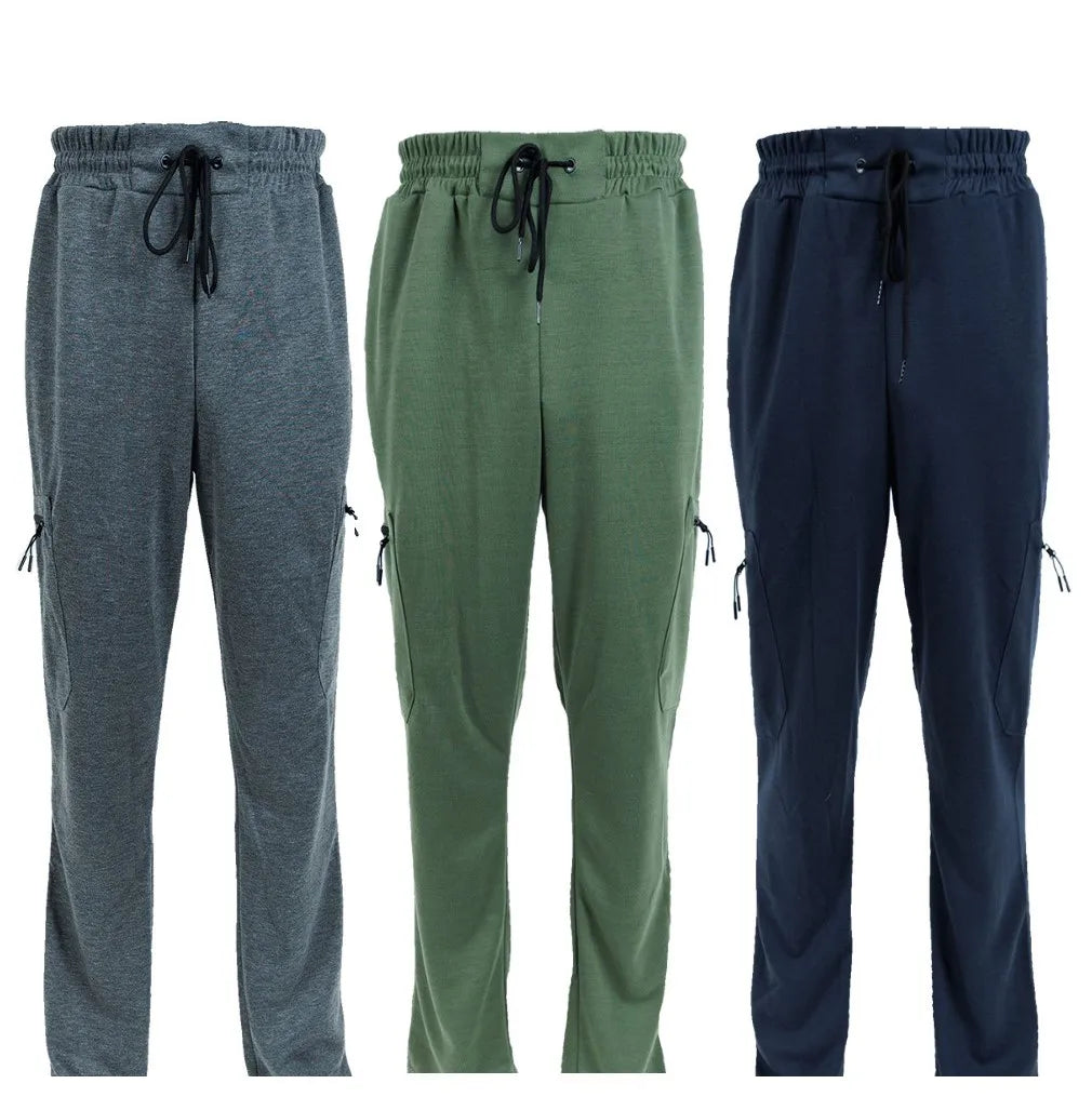 3 Pack Men's Fleece Lined Slim Fit Casual Tech Jogger Sweatpants Zipper Pockets GYM Track Pants S-3XL