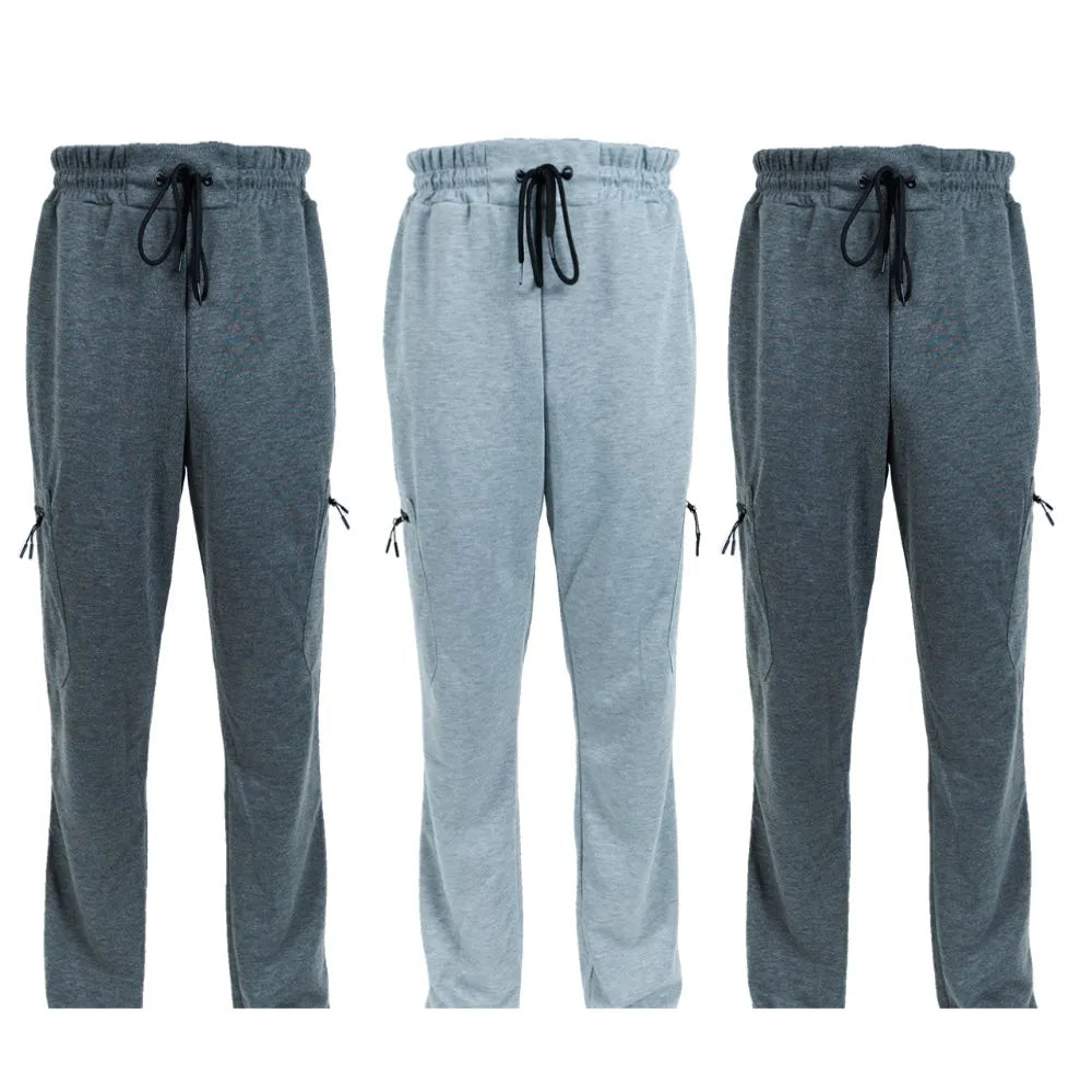 3 Pack Men's Fleece Lined Slim Fit Casual Tech Jogger Sweatpants Zipper Pockets GYM Track Pants S-3XL