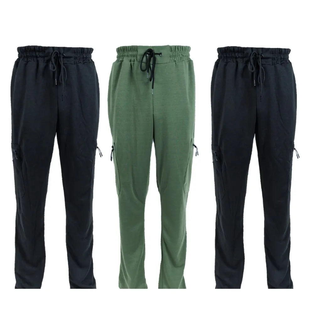 3 Pack Men's Fleece Lined Slim Fit Casual Tech Jogger Sweatpants Zipper Pockets GYM Track Pants S-3XL