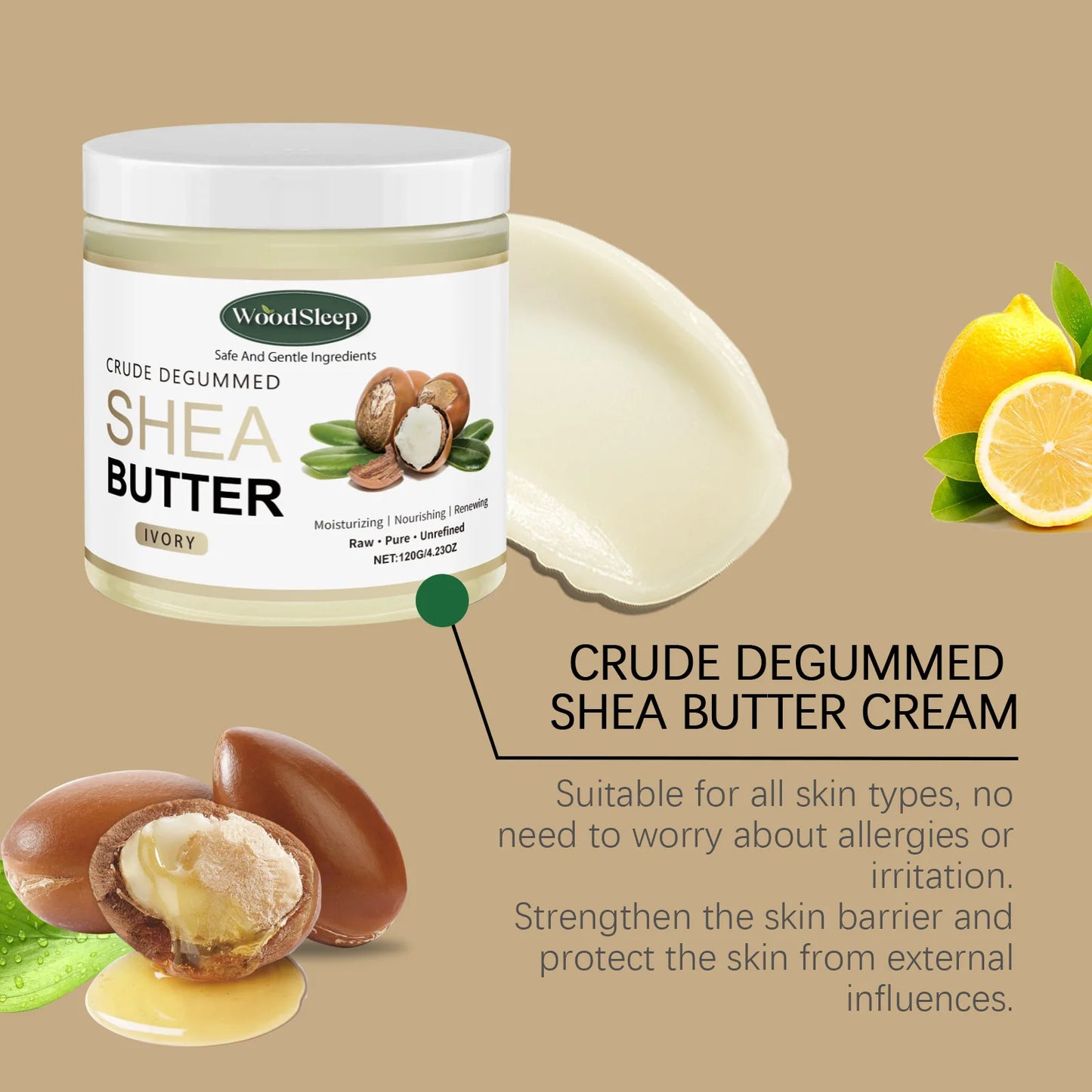 Woodsleep 120g Shea Butter Nourish Skin Lotion Body Moisturizing Reduce Dark Spot Dullness Brighten Skin Lasting Hydrating Cream