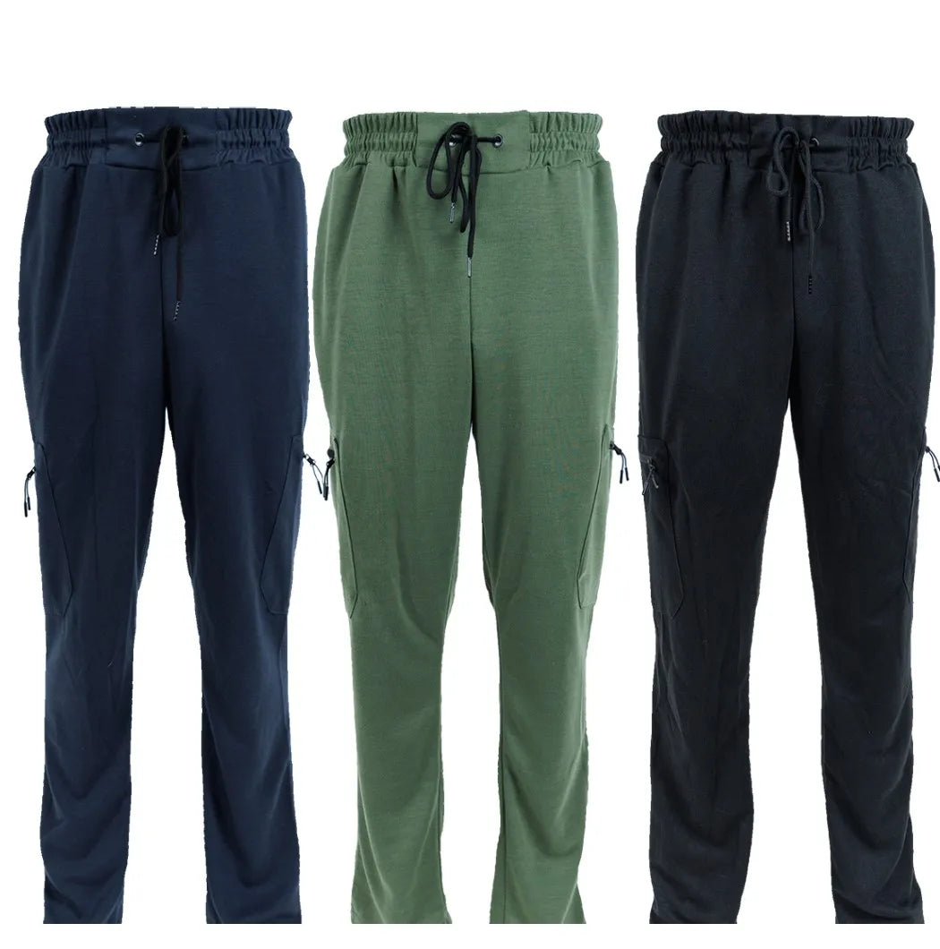 3 Pack Men's Fleece Lined Slim Fit Casual Tech Jogger Sweatpants Zipper Pockets GYM Track Pants S-3XL