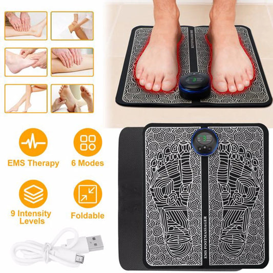 EMS Foot Massage Pad 6 Modes 9 Levels Electric Stimulator Massager Unit Rechargeable Leg Reshaping Muscle Pain Relax Massage Mat