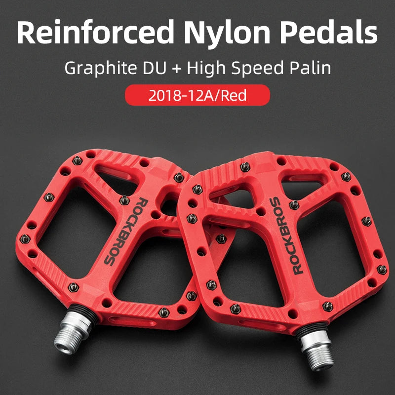 ROCKBROS Bicycle Pedal Road BMX Mountain Bike Flat Pedals Nylon Multi-Colors MTB Cycling Sports Ultralight Accessories 355g