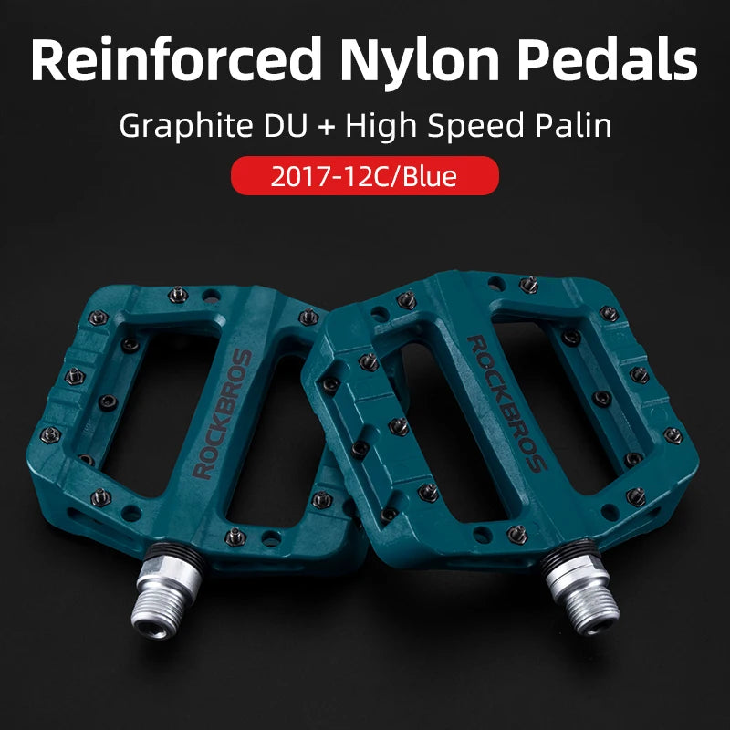 ROCKBROS Bicycle Pedal Road BMX Mountain Bike Flat Pedals Nylon Multi-Colors MTB Cycling Sports Ultralight Accessories 355g