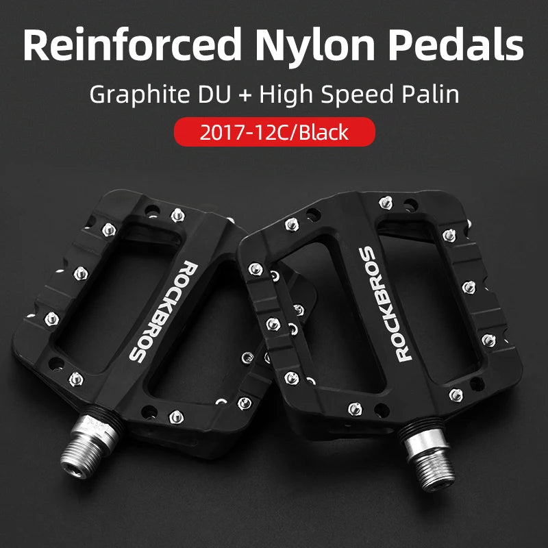 ROCKBROS Bicycle Pedal Road BMX Mountain Bike Flat Pedals Nylon Multi-Colors MTB Cycling Sports Ultralight Accessories 355g