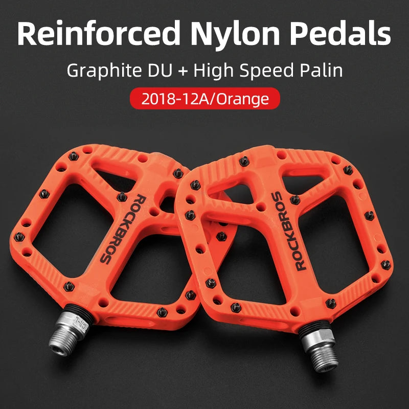 ROCKBROS Bicycle Pedal Road BMX Mountain Bike Flat Pedals Nylon Multi-Colors MTB Cycling Sports Ultralight Accessories 355g