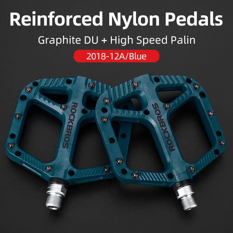 ROCKBROS Bicycle Pedal Road BMX Mountain Bike Flat Pedals Nylon Multi-Colors MTB Cycling Sports Ultralight Accessories 355g