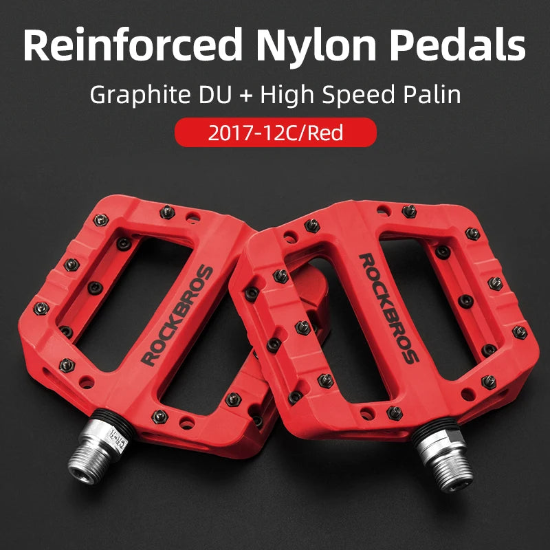 ROCKBROS Bicycle Pedal Road BMX Mountain Bike Flat Pedals Nylon Multi-Colors MTB Cycling Sports Ultralight Accessories 355g