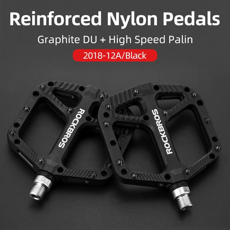 ROCKBROS Bicycle Pedal Road BMX Mountain Bike Flat Pedals Nylon Multi-Colors MTB Cycling Sports Ultralight Accessories 355g
