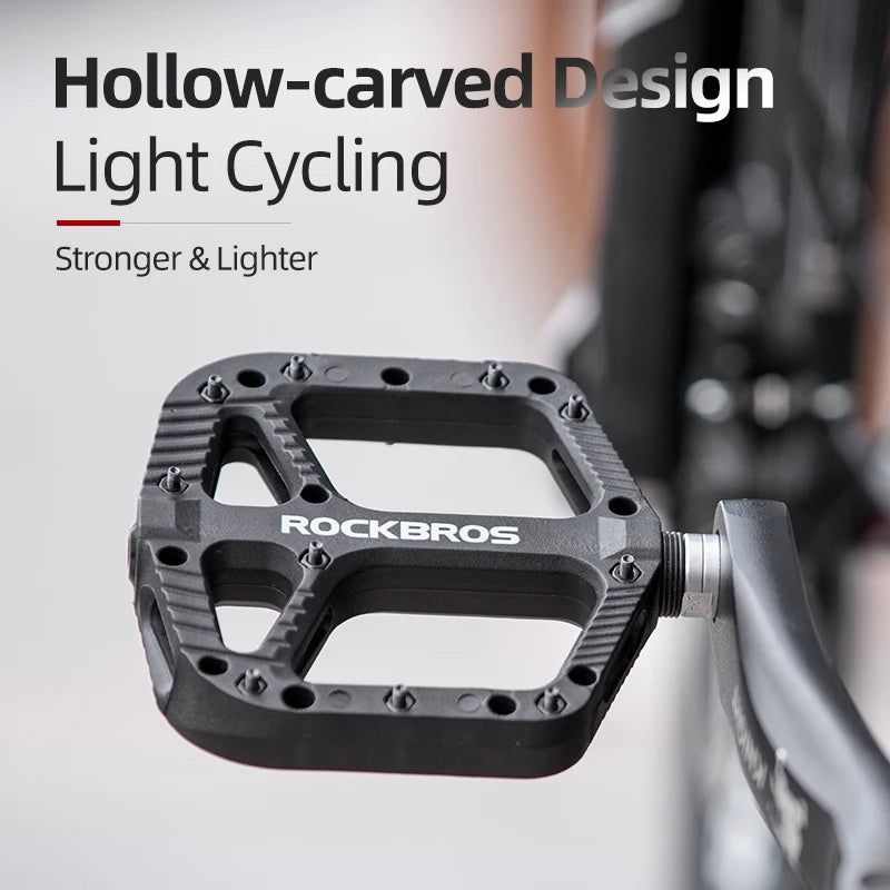 ROCKBROS Bicycle Pedal Road BMX Mountain Bike Flat Pedals Nylon Multi-Colors MTB Cycling Sports Ultralight Accessories 355g