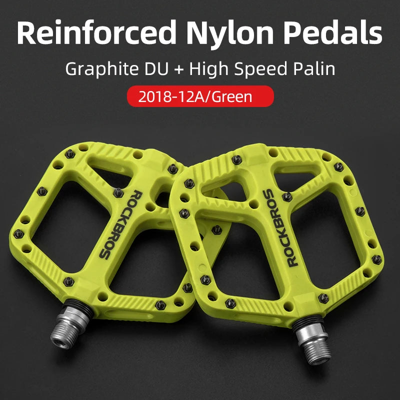 ROCKBROS Bicycle Pedal Road BMX Mountain Bike Flat Pedals Nylon Multi-Colors MTB Cycling Sports Ultralight Accessories 355g