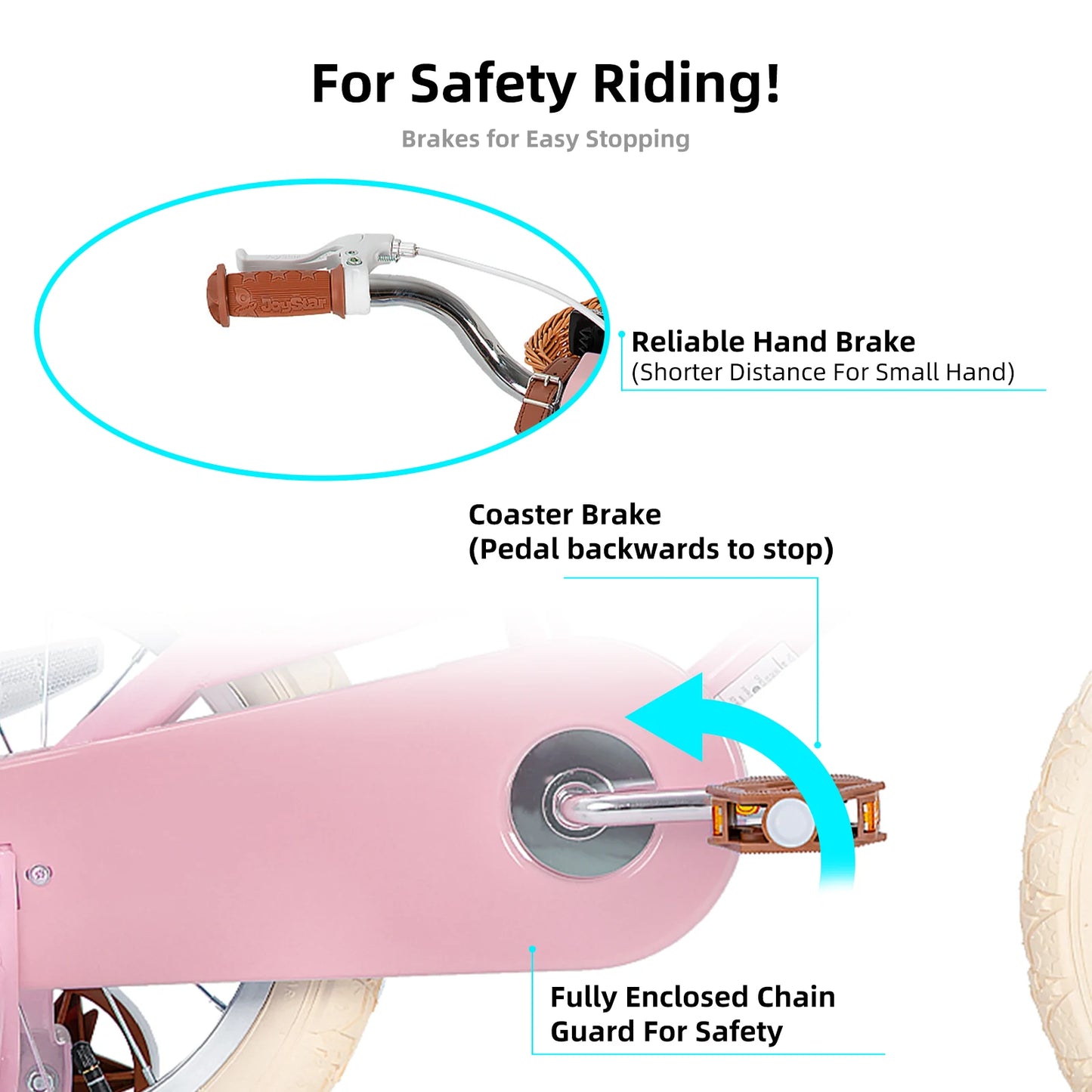 US warehouse JOYSTAR Girls Bike for 2-12 Toddlers & Kids, 12" 14" 16" 20" with Training Wheels, Basket & Kickstand, Retro Style