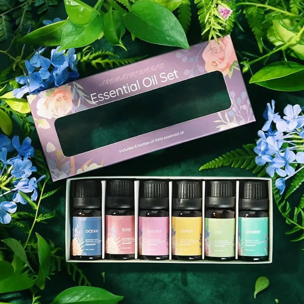 6-in-1 Essential Oil Gift Set - 6 Premium Fragrances for Diffuser, Aromatherapy, Floral & Citrus Scents